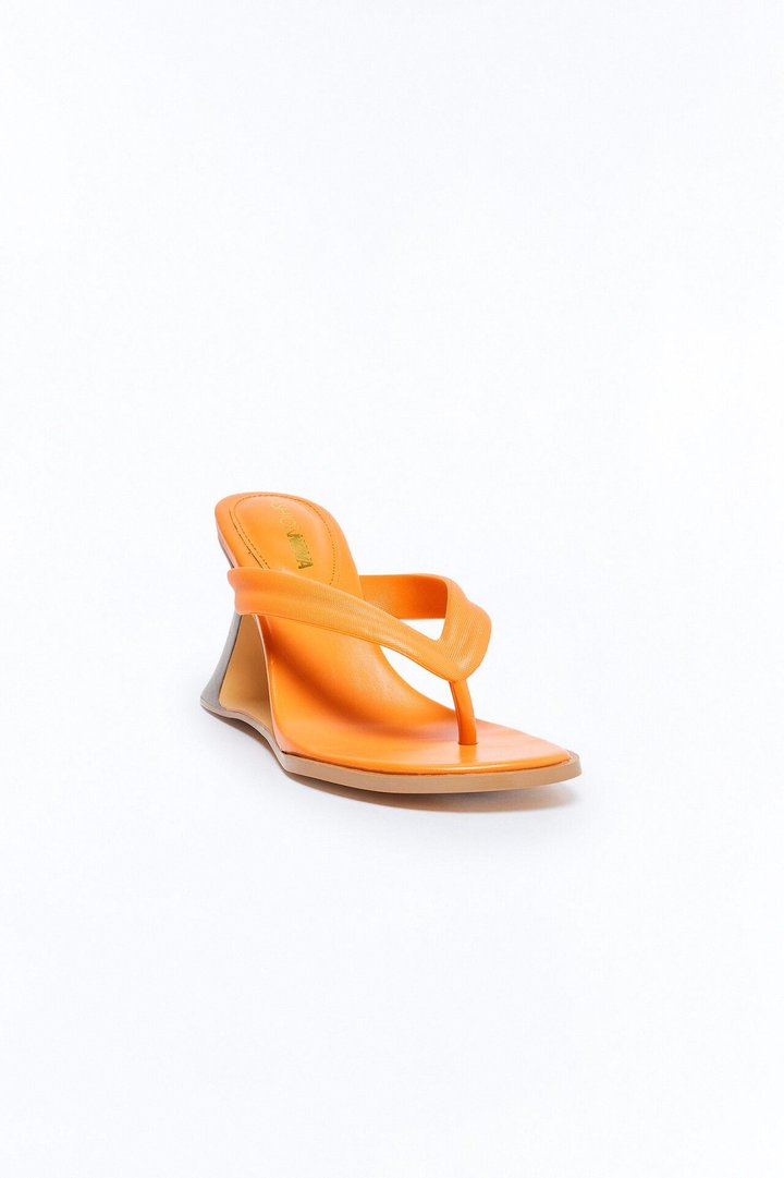Paros Thong Wedges - Orange