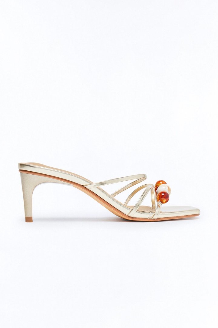 Spruce Beaded Mules - Gold