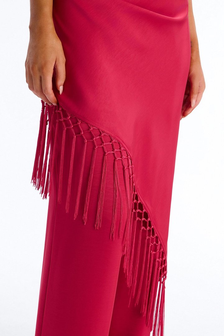 Avara Fringe Halter Pant Set - Red