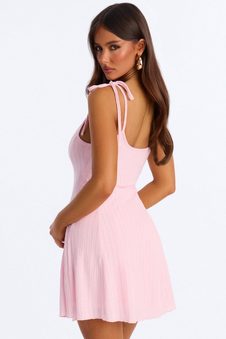 Kallie Tie Shoulder Mini Dress - LightPink