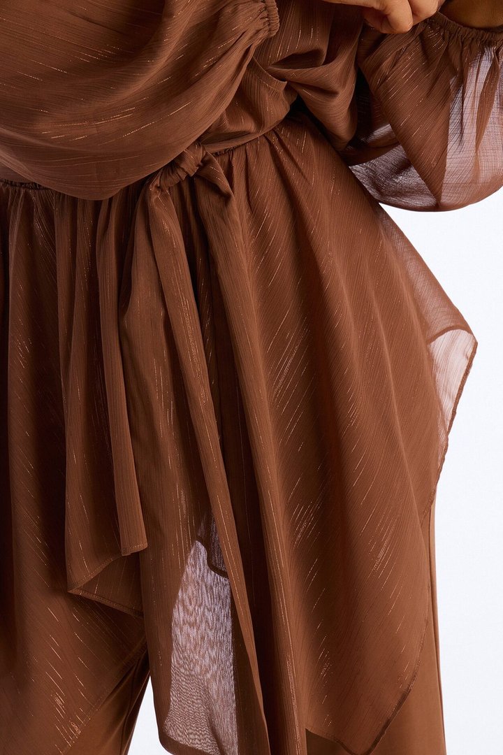 Lara Draped Chiffon Jumpsuit - Brown