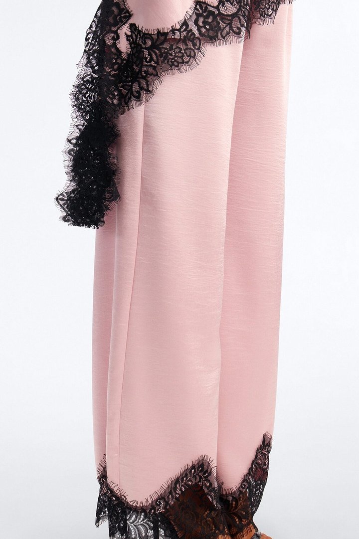 Joliene Satin Laced Pant Set - Pink