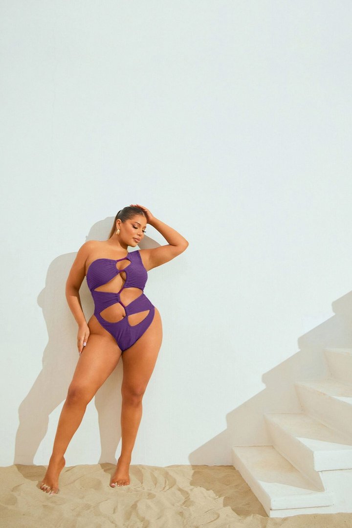 Michelle Cutout 1 Piece Swimsuit - Purple