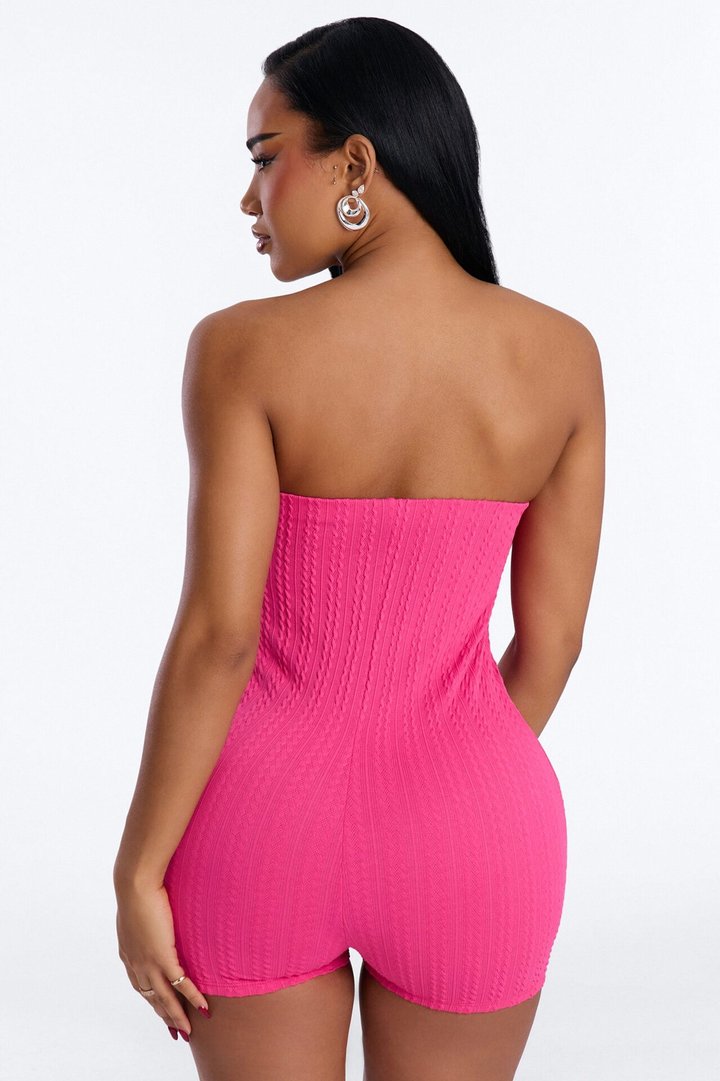 Marissa Cable Knit Micro Romper - Fuchsia