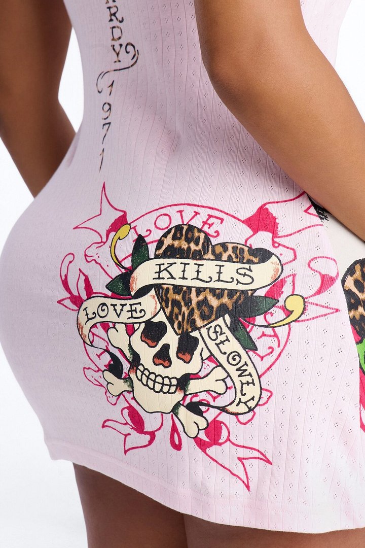 Ed Hardy Love Kills Slowly Chemise - Pink