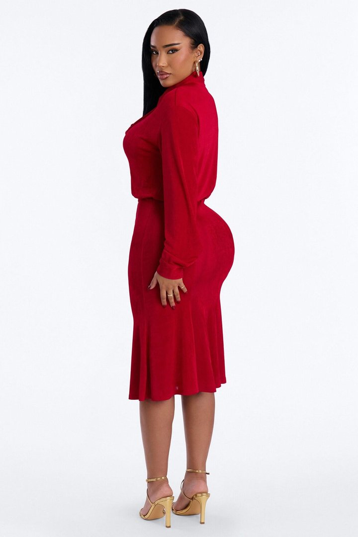 Jemma Slinky Midi Dress - Red
