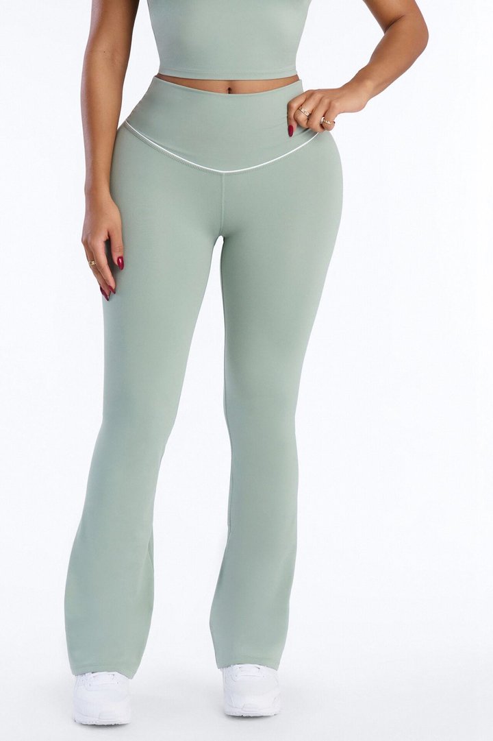 Mia Tricot Lounge Flare Pants - Olive