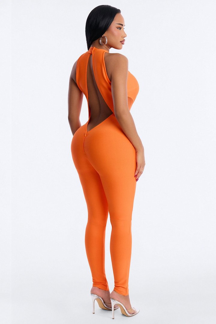 All Yours Bandage Backless Jumpsuit - Orange