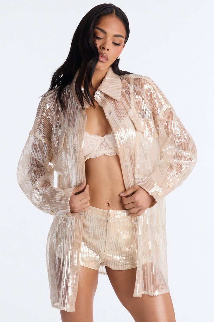 Sedonia Sequin Short Set - Nude