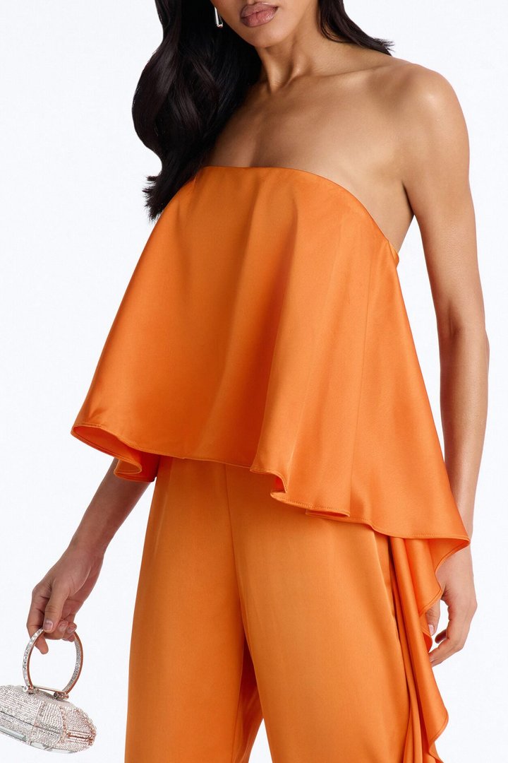 Sylva Draped Wide Leg Jumpsuit - Orange