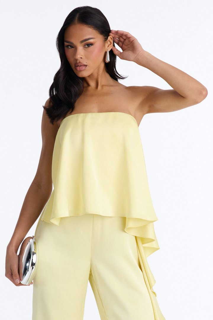 Sylva Draped Wide Leg Jumpsuit - Yellow