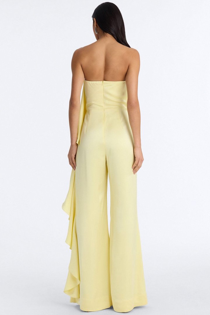 Sylva Draped Wide Leg Jumpsuit - Yellow