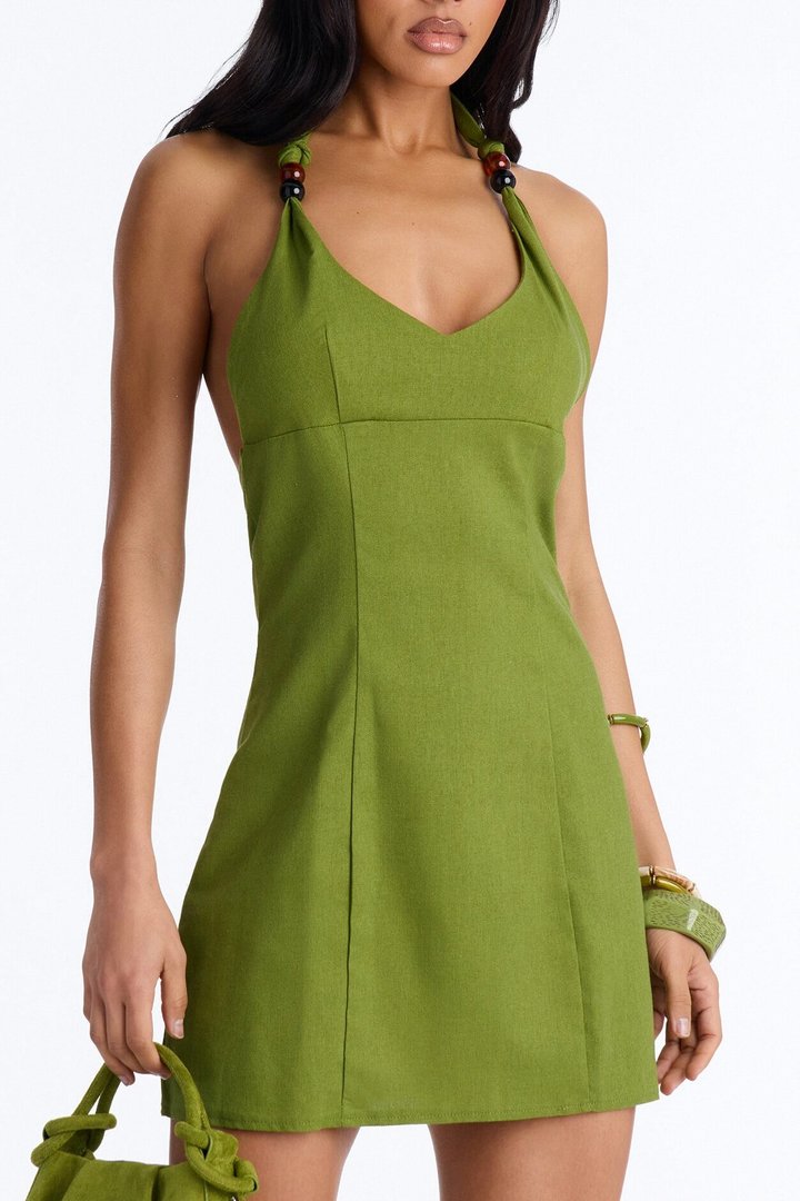 Marley Halter Mini Dress - Olive