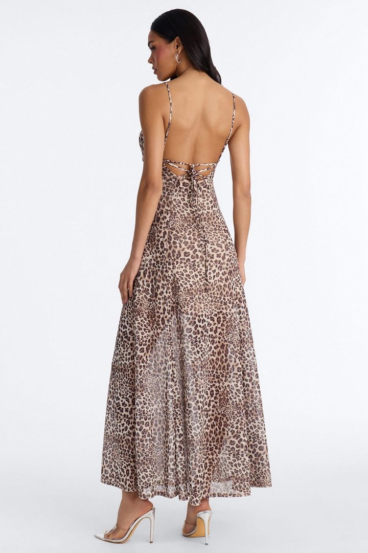 All Eyes On You Mesh Maxi Dress - Brown/combo