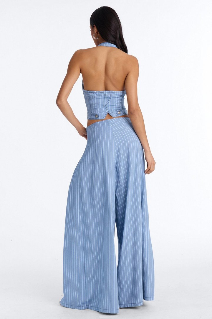 Regina Halter Vest Trouser Set - Blue