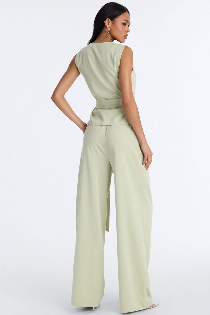 Sarah Fitted Vest Pant Set - Sage