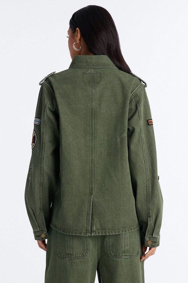 First Ranker Denim Shacket - Olive