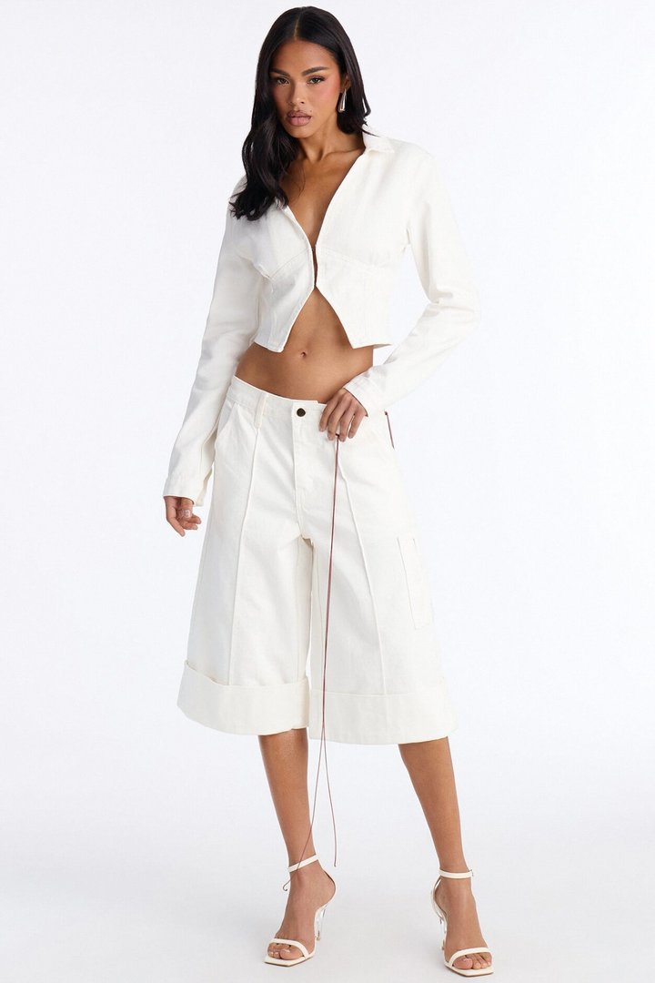 All Around Me Denim Top - White