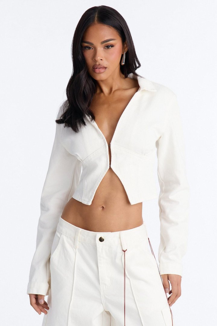 All Around Me Denim Top - White