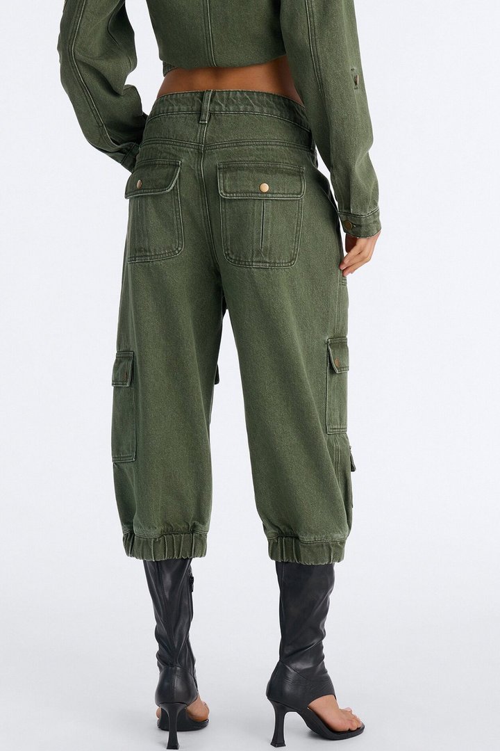 First Ranker Capri Cargo Jogger Jeans - Olive