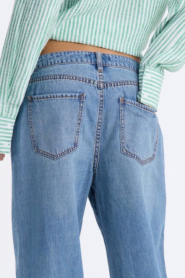 Alicante Drapey Denim Stacked Straight Leg Jeans - Medium Wash