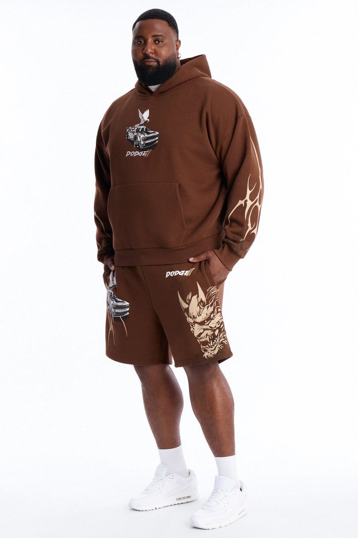 Dodge Demon Oni Mask Sweatshorts - Brown