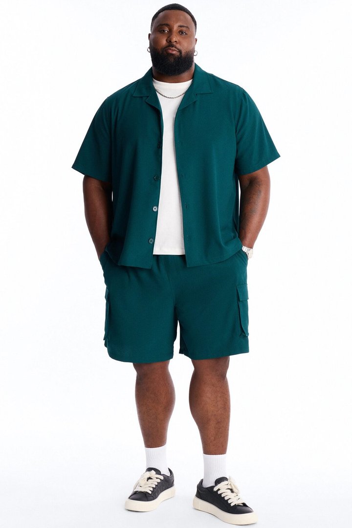 Golden Hour Short Sleeve Button Up - Hunter Green