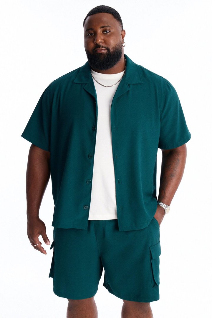 Golden Hour Short Sleeve Button Up - Hunter Green