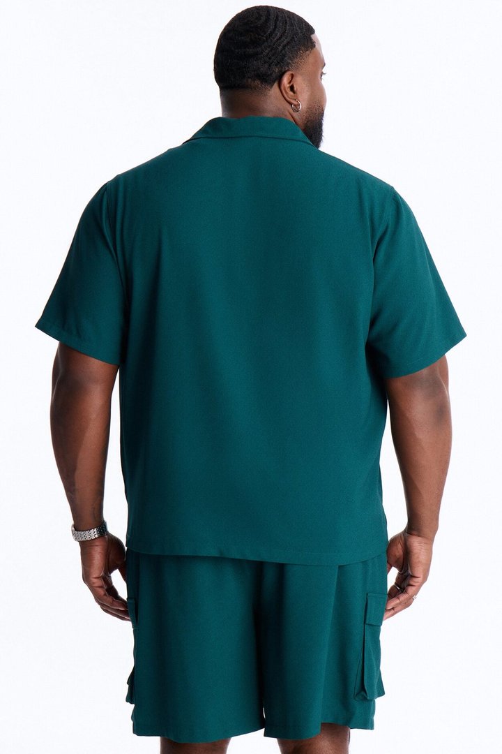Golden Hour Short Sleeve Button Up - Hunter Green