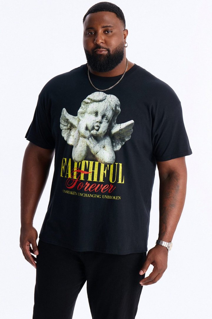 Faithful Forever Angel Short Sleeve Tee - Black