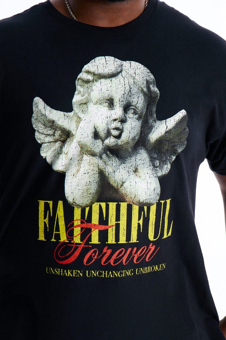 Faithful Forever Angel Short Sleeve Tee - Black