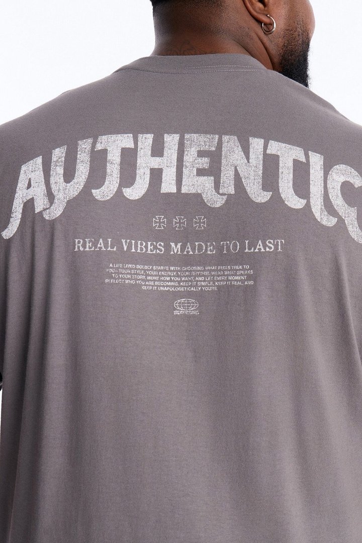 Authentic Vibes Short Sleeve Tee - Charcoal