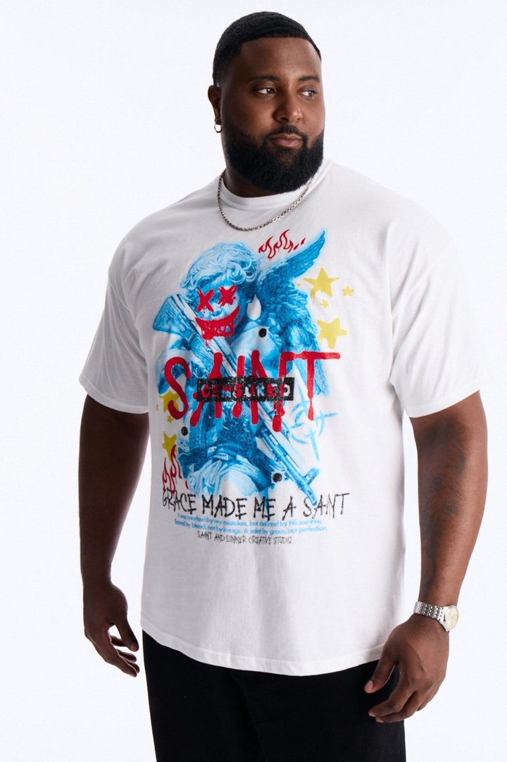 Grace Made Me A Saint Short Sleeve Tee - White