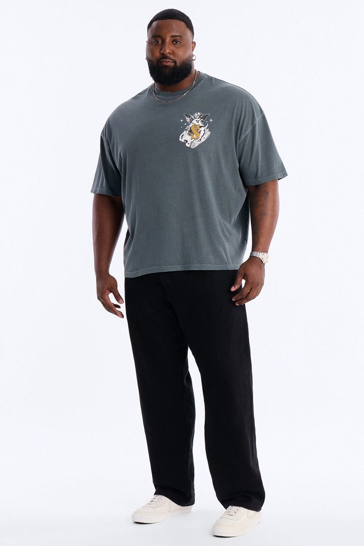 Protect Your Money Flow Oversized Short Sleeve Tee - Grey