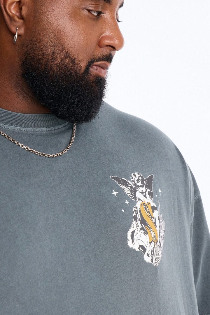 Protect Your Money Flow Oversized Short Sleeve Tee - Grey
