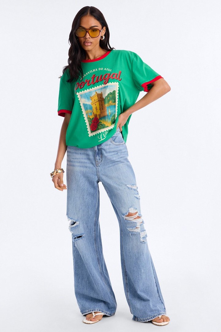 Portugal Oversized Ringer Tee - Green