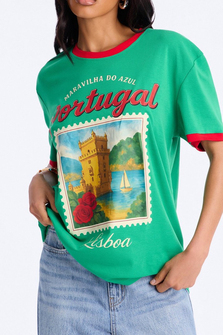 Portugal Oversized Ringer Tee - Green