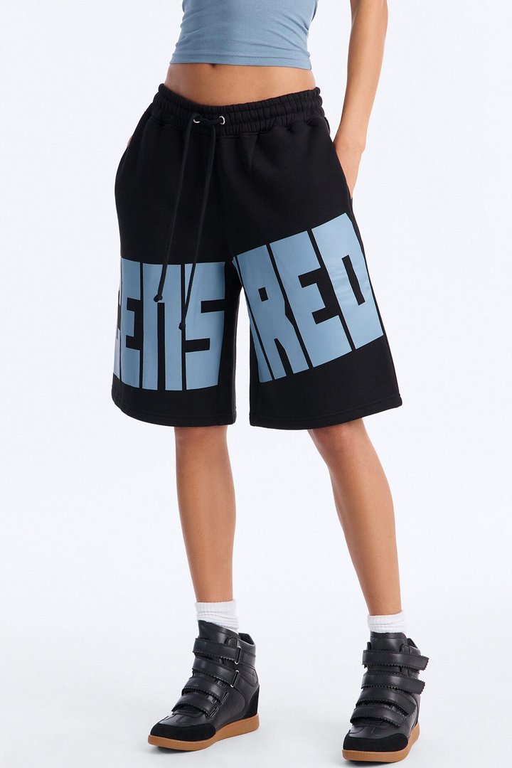 Censored Behavior Halter Fleece Short Set - Black/combo