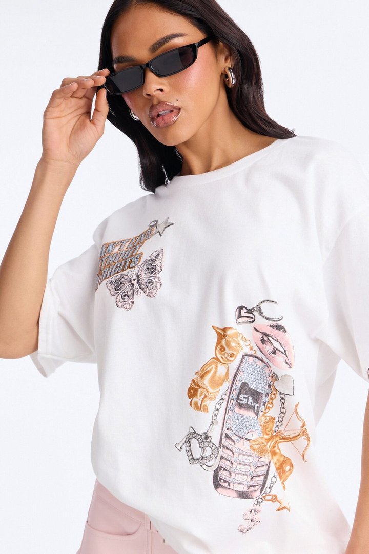 Can't Live With Out My Digits Oversized Tee - White