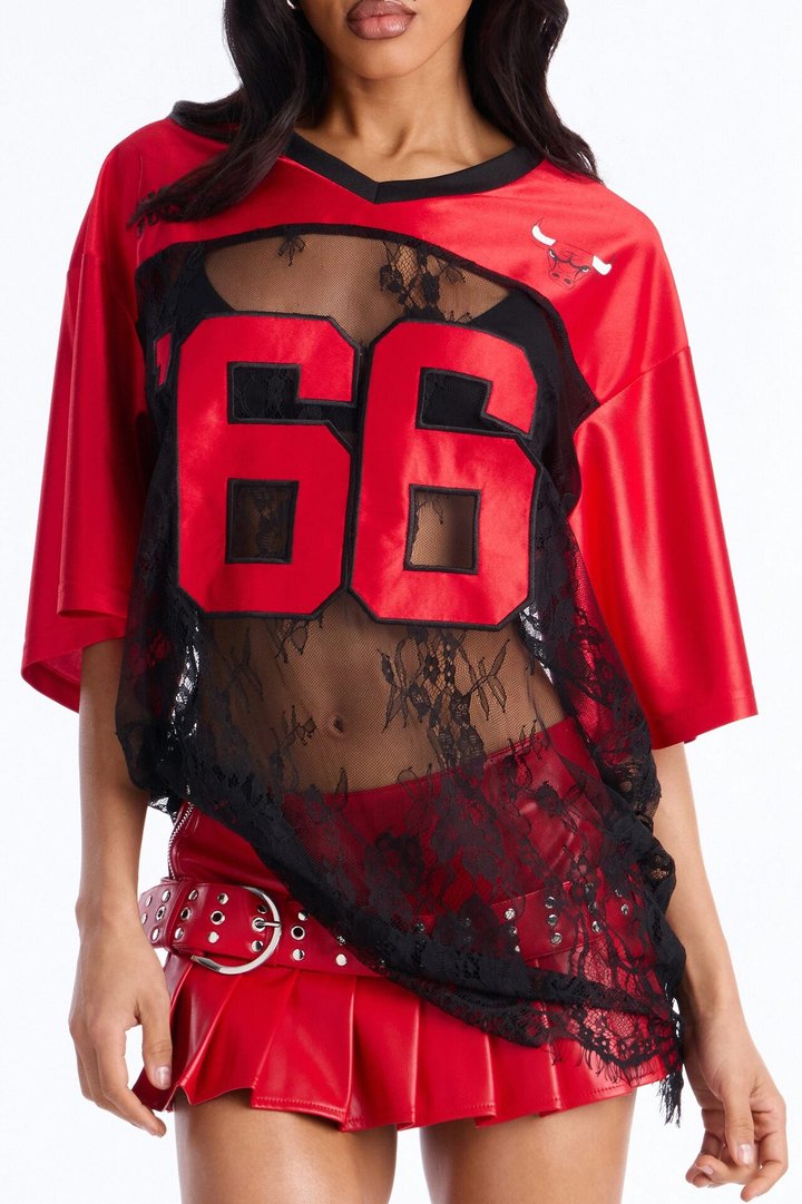 NBA Chicago Bulls Oversized Lace Top - Black