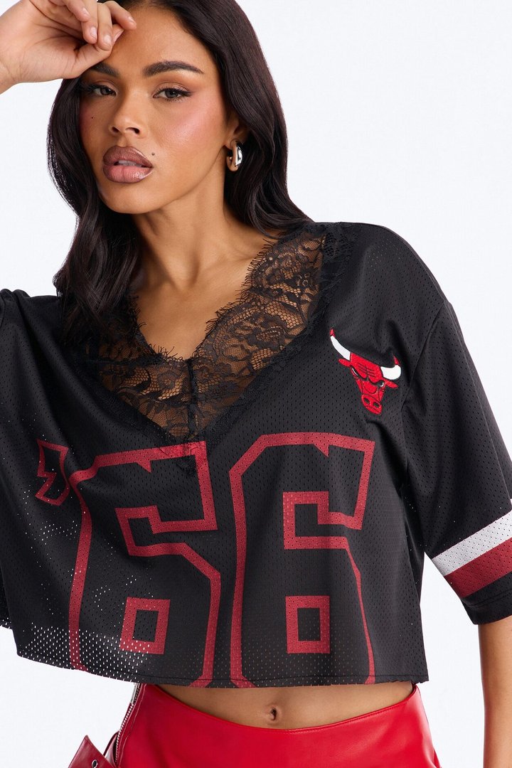 NBA Chicago Bulls Cropped Top - Black