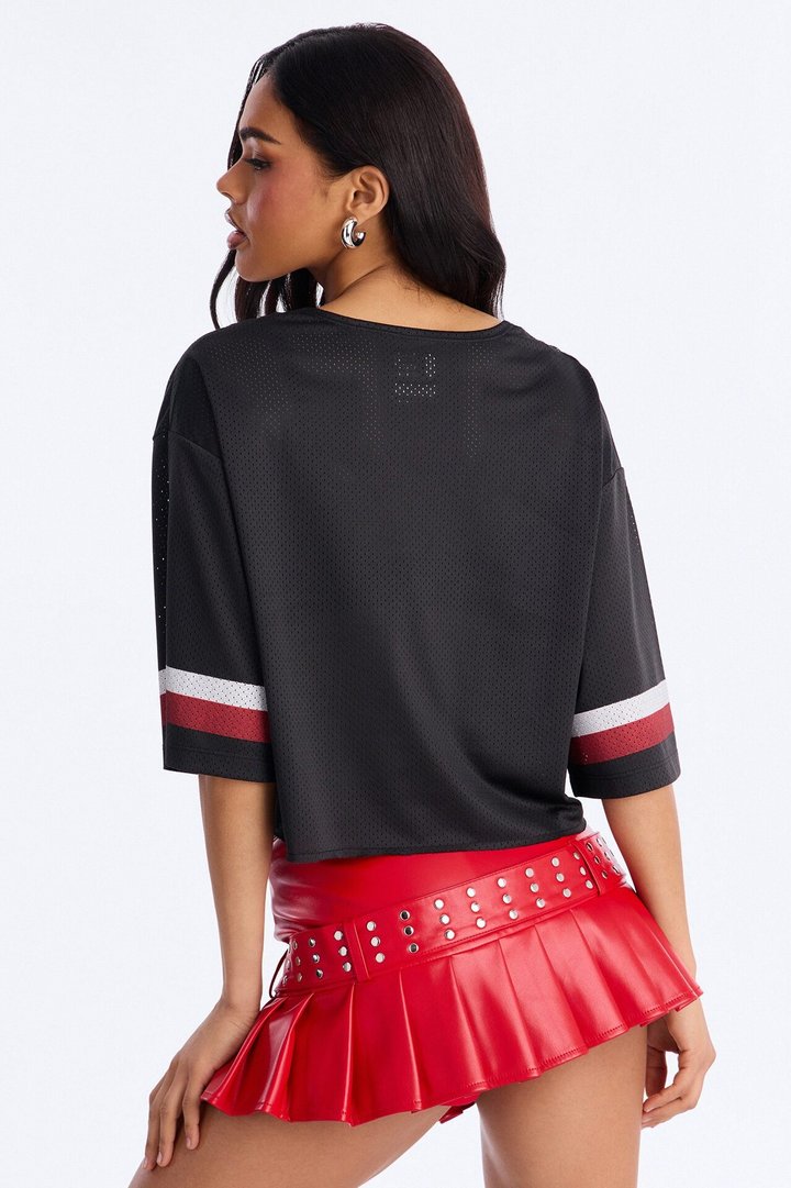 NBA Chicago Bulls Cropped Top - Black