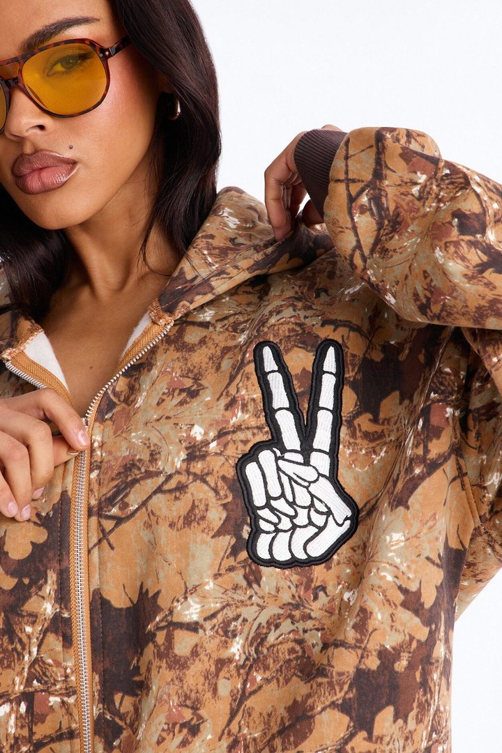 Rebel Spirit Fleece Camo Short Set - Camel/combo