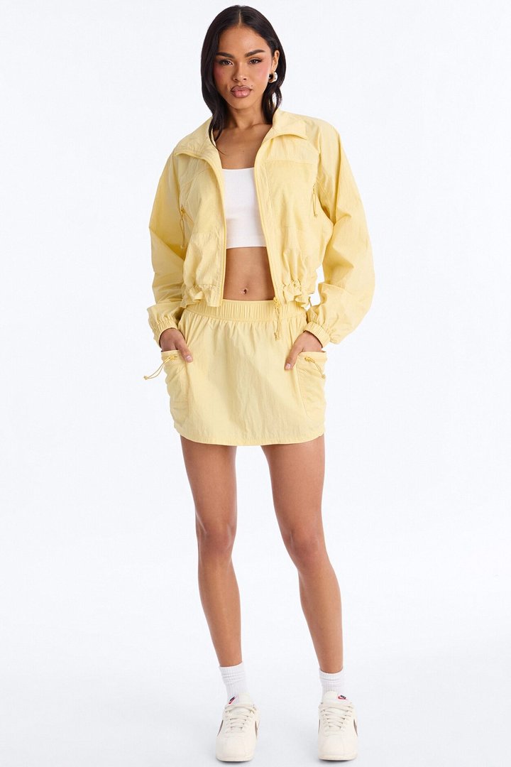 Stay Cool Windbreaker Mini Skirt - Butter Yellow