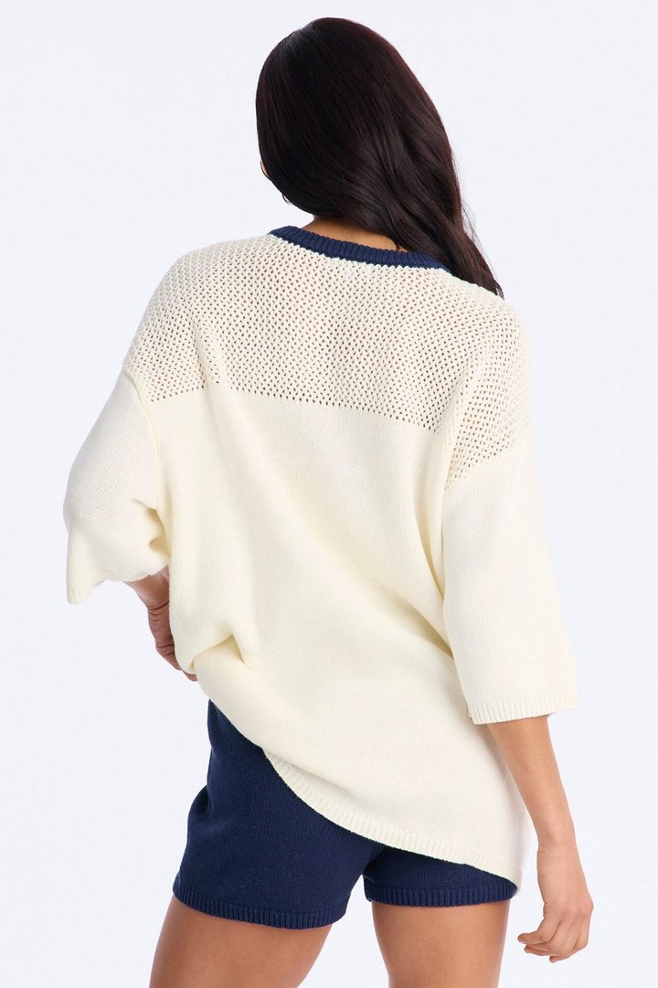 95 Crochet Biker Short Set - Cream