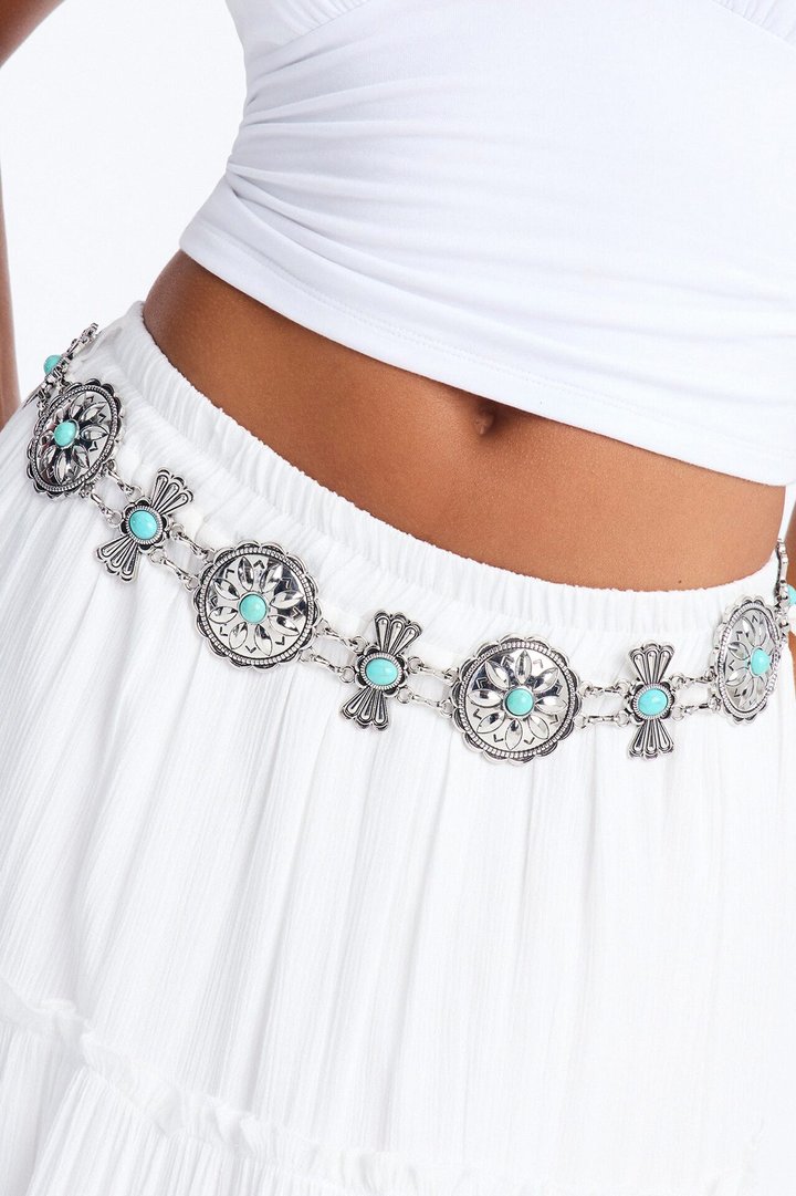 Dance With Me Chain Belt - Turquoise