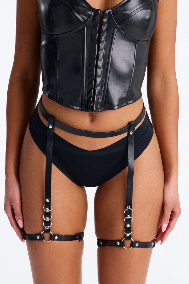 Night Vision O-Ring Leg Harness Belt - Black
