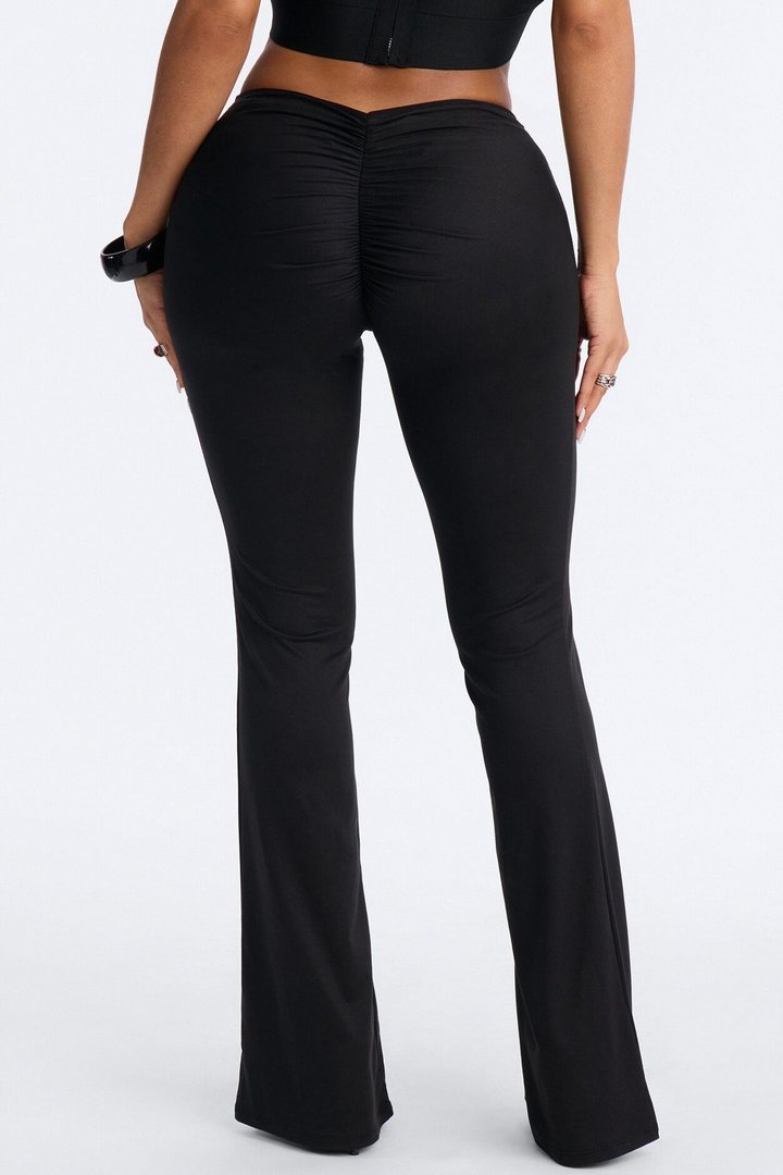Feeling Cheeky Low Rise Ruched Butt Flare Pant - Black