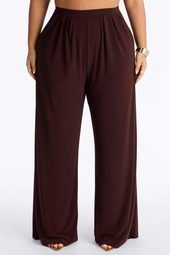 Dottie Slinky Relaxed Wide Leg Pant 32″ - Brown