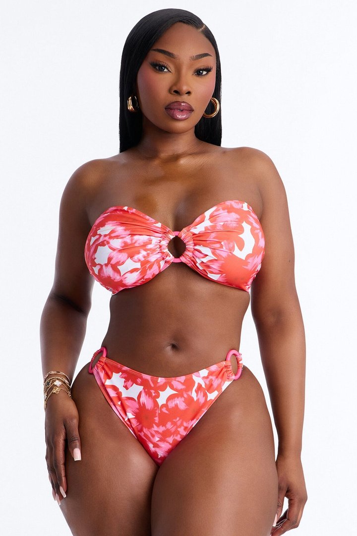 Down For Anything Bandeau 2pc Bikini - Pink/combo